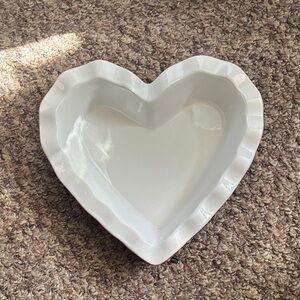 Crate&Barrel Red and White Heart Dish